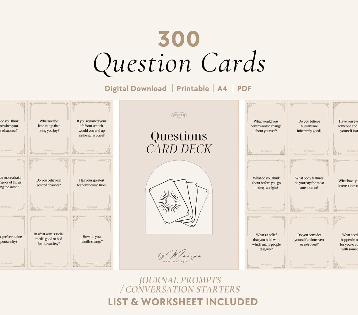300 Question Cards | Deep Talk, Conversation Starters, Date Night ...
