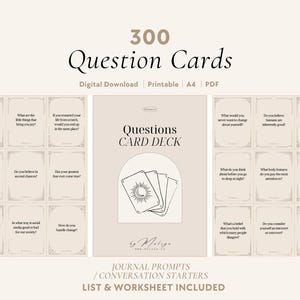 300 Question Cards | Deep Talk, Conversation Starters, Date Night, Couples Card Game, Journal Prompts, Icebreaker, Table Topics, Reflection