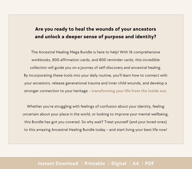 Ancestral Healing Bundle | Workbooks - Generational Trauma & Curses, Breaking Cycles, Inner Child, Shadow Work, Family Trauma, Mental Health image 2