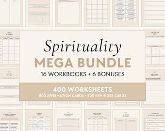 Spirituality Bundle | Workbooks - Shadow Work, Feminine Energy, Higher Self, Life Purpose, Manifestation, Abundance, Mindfulness, Healing