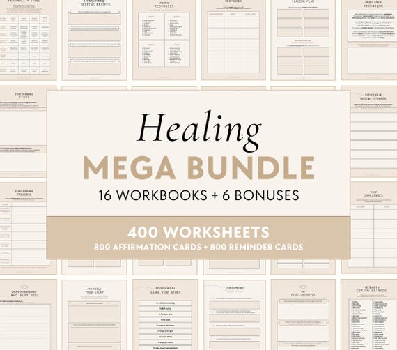 Healing Bundle | Workbooks - Inner Child, Shadow Work, Ancestral Healing, Mental Health, Feminine Energy, Spirituality, Self-Love, Self-Care
