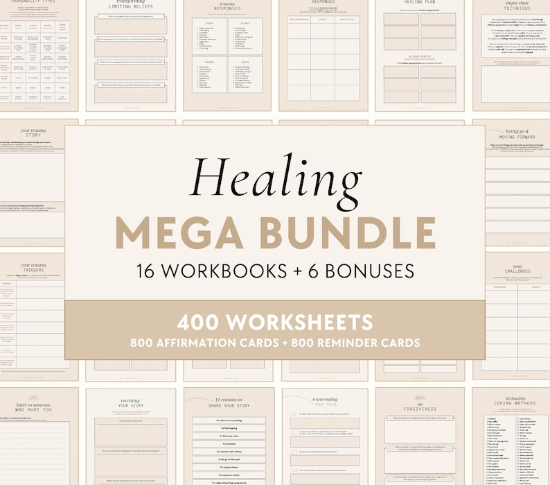 Healing Bundle | Workbooks - Inner Child, Shadow Work, Ancestral Healing, Mental Health, Feminine Energy, Spirituality, Self-Love, Self-Care imagen 1