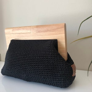 Handmade Crochet Bag, Clutch Bag with wooden handle, Handmade Knitted Bag, Evening Pouch Bag, Designer Bag, Crochet clutch bag,Boho Bag,Gift