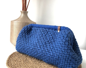 Crochet Handbag, Clutch Bag with hidden claps, Handmade Knitted Bag,Designer Bag, Crochet clutch bag,Pouch Bag, Gift