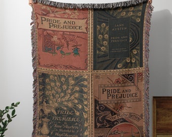 Reading Blanket for Bibliophile Bookworms Book Lover, English Teacher Professor Librarian Gift, Jane Austen Pride Prejudice Literary Gift