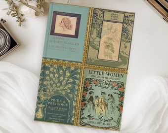 Vintage Book Covers Hardcover Journal With Lined Pages Size A5  5.75"x8", Jane Austen Notebook, Book Lover Gift, Vintage Style Diary