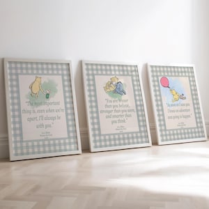 Framed Classic Winnie the Pooh Wall Art, Vintage Pooh Nursery Decor, A.A. Milne Quote Print, Pooh Bear Boys or Girls Room Framed Wall Art