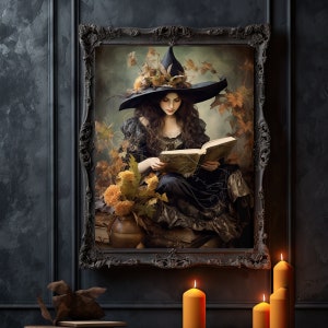 Whimsigoth Dark Cottagecore Witch Poster Print, Witchy Wall Art, Dark Academia Poster, Witchcore Decor, Witch Dark Cottagecore Poster