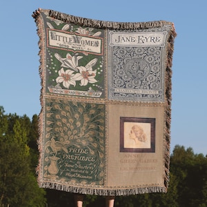 Vintage Book Covers Blanket, Woven Jane Austen Book Throw Blanket, Anne of Green Gables Vintage Book Blanket, Reading Blanket,