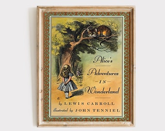 Alice in Wonderland Book Cover Wall Art, Alice in Wonderland Decor, Fairytale Nursery Poster, Lewis Carroll Art