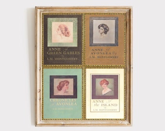 Bookworm Gift Vintage Book Cover Fine Wall Art, Anne of Green Gables Anne Shirley LM Montgomery Literary Wall Art Giclee Print