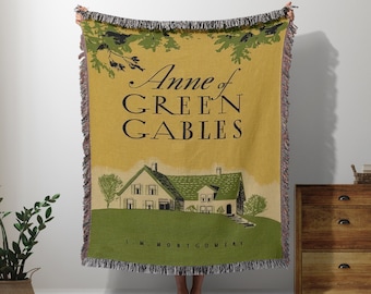 Anne of Green Gables Book Covers Woven Throw Blanket Tapestry, Anne Shirley Woven Wall Hanging Decor Sofa Bed Cover, Book Lover Blanket