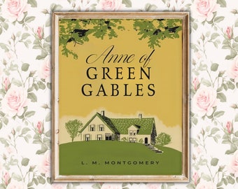 Arte mural de Ana de las Tejas Verdes, impresión artística de portada de libro vintage de LM Montgomery, decoración de habitación, póster de Ana Shirley, arte mural literario