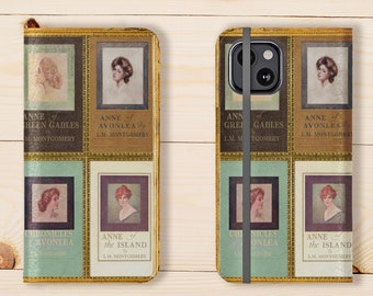 Anne of Green Gables Book Wallet Phone Case, Anne Shirley iPhone Flip Case, Faux Leather Book Themed iPhone and Samsung Cell Phone Case