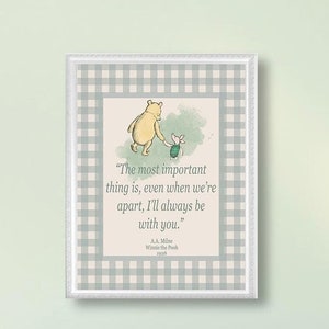 FRAMED Classic Winnie the Pooh Wall Art, Vintage Pooh Nursery Decor, A.A. Milne Quote Print, Pooh Bear Boys or Girls Room Framed Wall Art
