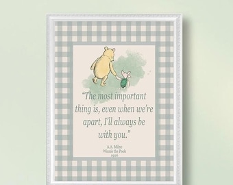 FRAMED Classic Winnie the Pooh Wall Art, Vintage Pooh Nursery Decor, A.A. Milne Quote Print, Pooh Bear Boys or Girls Room Framed Wall Art