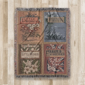 Little Women Book Blanket, Vintage Book Covers Reading Blanket, Louisa May Alcott Book Lover Blanket, March Sisters Bookish Gifts