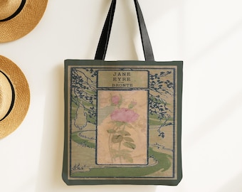 Jane Eyre Tote Bag, Charlotte Bronte Book Cover Tote, Literary Girl Gift, Librariancore Reading Tote, Bookish Cottagecore Gift for English