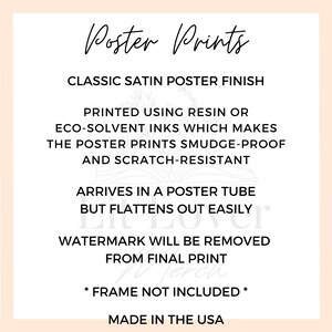 May include: Poster Prints text with a classic satin poster finish. Printed using resin or eco-solvent inks which makes the poster prints smudge-proof and scratch-resistant. Arrives in a poster tube but flattens out easily. Watermark will be removed from final print. *Frame not included*. Made in the USA.