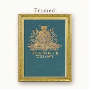 Framed The Wind in the Willows Poster Print, Fantasy Literary Girl Dorm, Grahame Book Cover Art, Animal Friends Nursery, Cozy Reader Gift