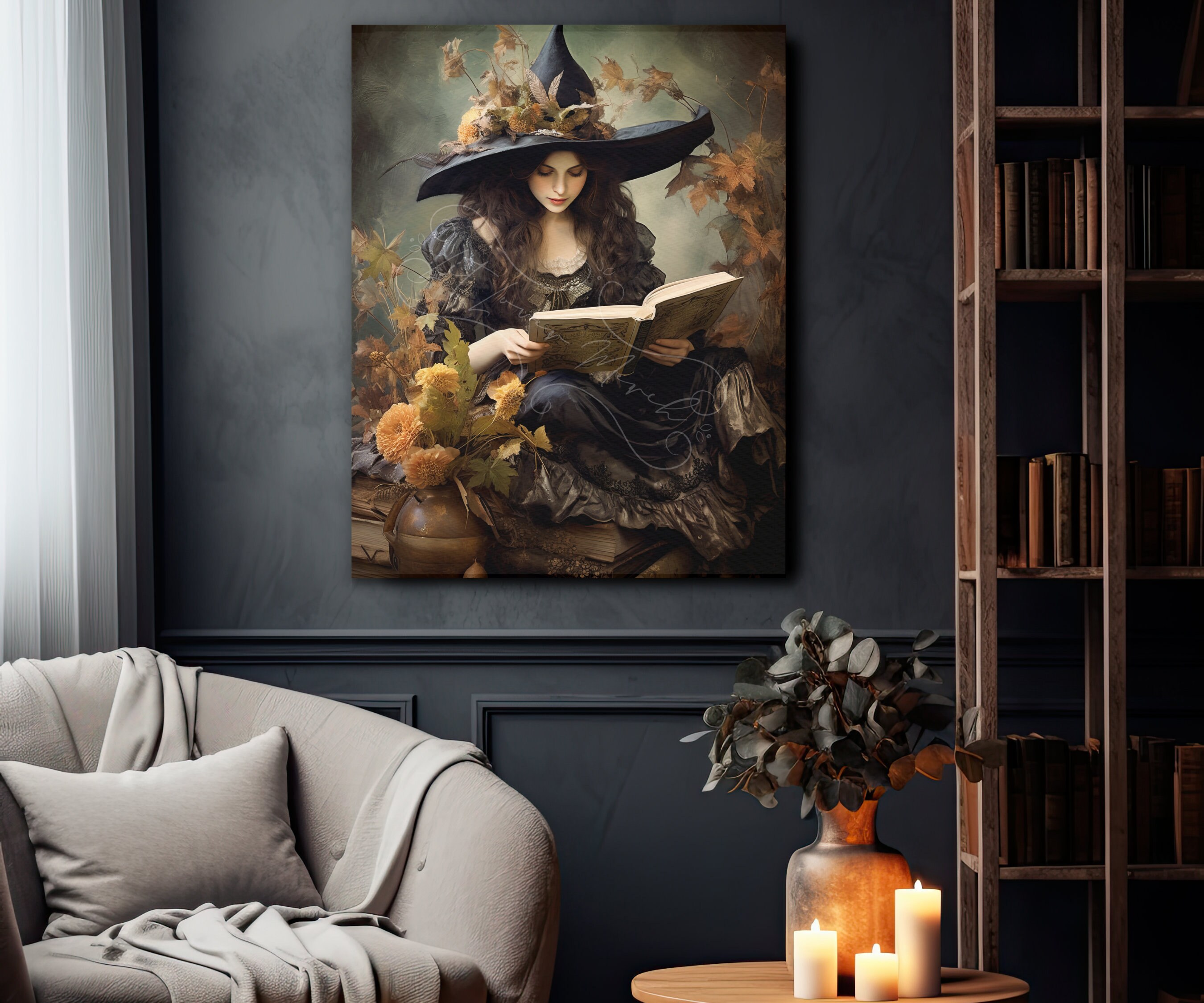 Whimsigoth Dark Cottagecore Witch Canvas Wall Art Dark - Etsy
