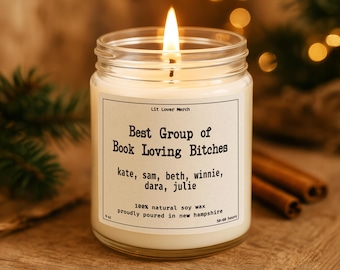 Personalized Candle for Book Club Gift With A Jane Austen Pride & Prejudice Inspired Funny Quote "Best Group of Book Loving Bitches"