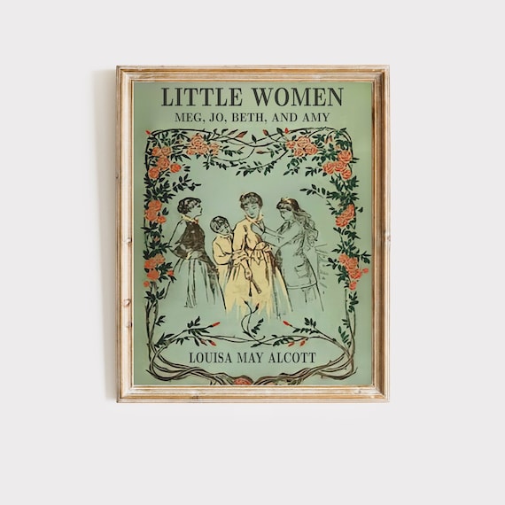 Little Women Vintage Book Art, Vintage Wall Art Little Women Book, Green Vintage Nursery Decor, L.M. Montgomery Poster Wall Decor