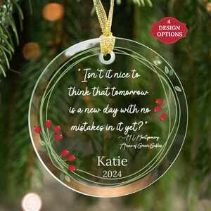Personalized Anne of Green Gables Ornament, Custom Glass Book Ornament Anne Shirley Quote, Customizable Christmas Book Club Gift
