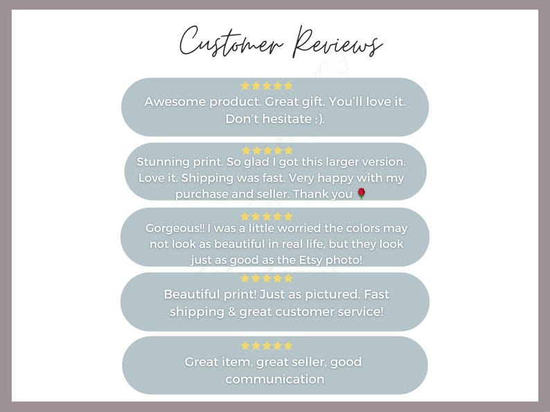 the customer review page for a website