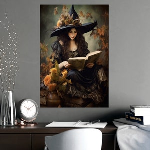 Póster de bruja de estilo cottagecore oscuro de Whimsigoth, arte mural de brujas, póster de Dark Academia, decoración de witchcore, póster de bruja de estilo cottagecore oscuro imagen 8