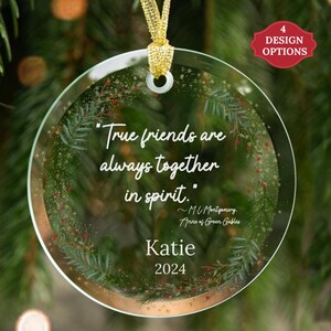 Personalized Anne of Green Gables Ornament, Custom Glass Book Ornament Anne Shirley Best Friend Quote, Customizable Christmas Book Club Gift