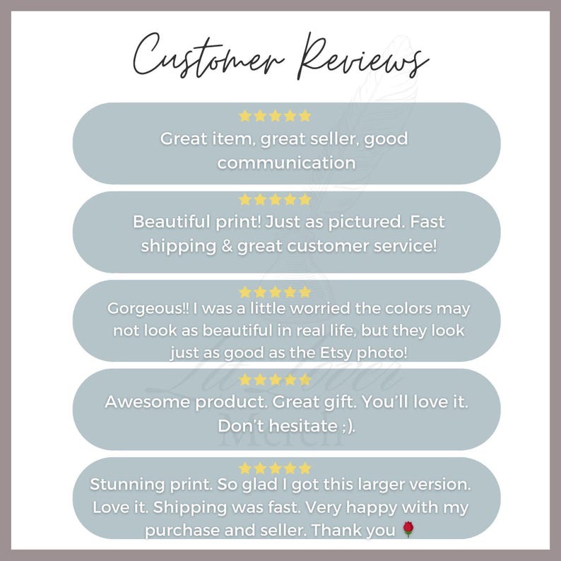 the customer review page for a website