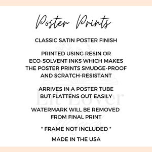 May include: Poster Prints text with a classic satin poster finish. Printed using resin or eco-solvent inks, making the prints smudge-proof and scratch-resistant. Arrives in a poster tube but flattens out easily. Watermark will be removed from final print. *Frame not included*. Made in the USA.