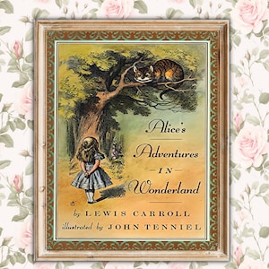 Alice in Wonderland Book Cover Wall Art, Alice in Wonderland Decor, Fairytale Nursery Poster, Lewis Carroll Art