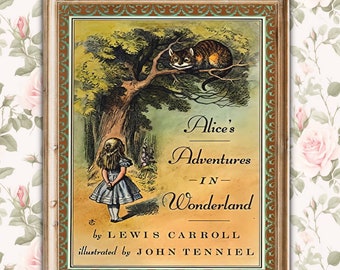 Alice in Wonderland Book Cover Wall Art, Alice in Wonderland Decor, Fairytale Nursery Poster, Lewis Carroll Art