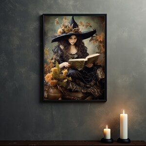 Póster de bruja de estilo cottagecore oscuro de Whimsigoth, arte mural de brujas, póster de Dark Academia, decoración de witchcore, póster de bruja de estilo cottagecore oscuro imagen 5