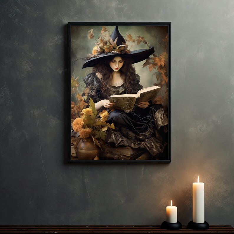 Póster de bruja de estilo cottagecore oscuro de Whimsigoth, arte mural de brujas, póster de Dark Academia, decoración de witchcore, póster de bruja de estilo cottagecore oscuro imagen 5