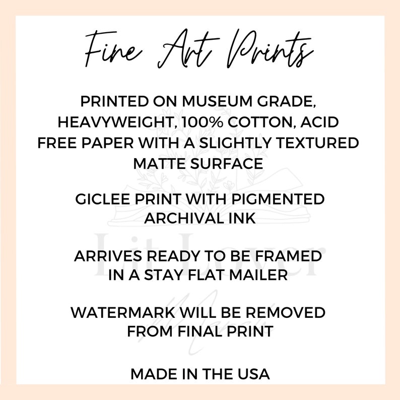 K&ouml;nnte beinhalten: Fine Art Prints auf Museumskarton, schwer, 100% Baumwolle, s&auml;urefrei, mit leicht strukturierter matter Oberfl&auml;che gedruckt. Gicl&eacute;e-Druck mit pigmentierten Archivtinten. Wird fertig zum Einrahmen in einem flachen Versandkarton geliefert. Das Wasserzeichen wird vom endg&uuml;ltigen Druck entfernt. Hergestellt in den USA.