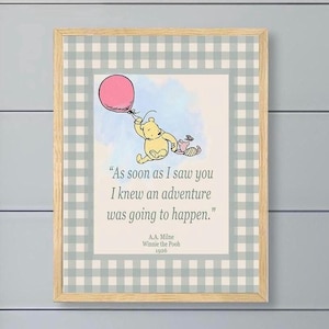 FRAMED Winnie the Pooh Nursery Wall Art, Classic Pooh & Piglet Decor, A.A. Milne Quote Print, Pooh Bear Boys or Girls Room Framed Wall Art