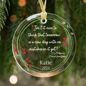 Personalized Anne of Green Gables Ornament, Custom Glass Book Ornament Anne Shirley Quote, Customizable Christmas Book Club Gift