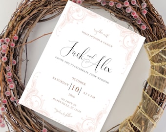 Minimalist Wedding Invite, Minimal Wedding Invitation, Modern Invite, INSTANT DOWNLOAD, Printable Wedding Invitation Template Canva, 111
