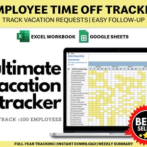 Google Sheets and Excel Employee Time Off Tracker | Vacation Tracker | Time Off Log Spreadsheet | Annual Leave Planner | Holiday PTO Tracker