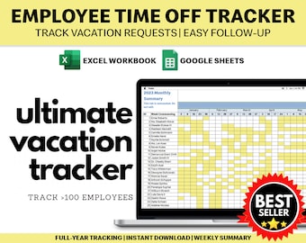 Google Sheets and Excel Employee Time Off Tracker | Vacation Tracker | Time Off Log Spreadsheet | Annual Leave Planner | Holiday PTO Tracker