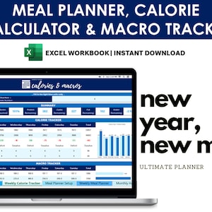 Calorie Calculator, Meal Plan Template, Macro Calorie Food Tracker, Habit Tracker, Health Template, Excel Health Tool, Food Journal, BMR