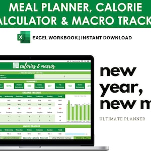 Calorie Tracker and Meal Plan Template - Macro Food and Habit Tracking Excel Tool - BMR, Health & Food Journal