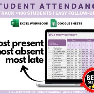 Schülerbesuche | Tabelle der täglichen Anwesenheit | Absenzen-Tracker | Anwesenheitsliste Excel Vorlage | Google Sheets Vorlage