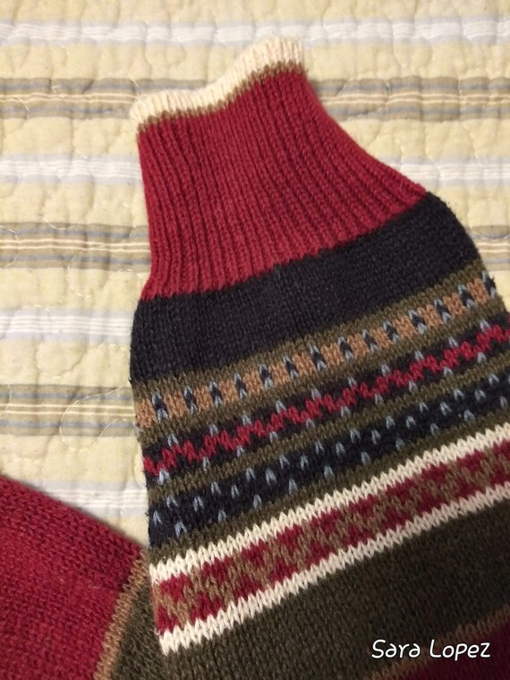 Ladies burgundy stripes knit sweater - large - image 5