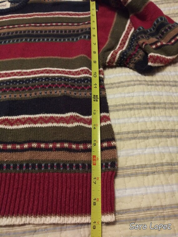 Ladies burgundy stripes knit sweater - large - image 7