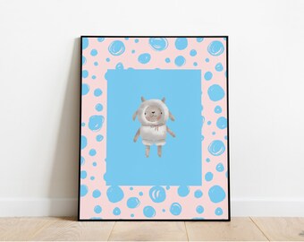 Goat Art Print for Kids | Printable | Wall Art Print | 8x10 Print | Cute Poster | Home Decor | Art Gift | Nursery