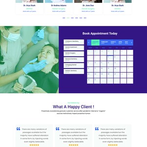 May include: A website for Muskan Dental Clinic, a dental surgery practice. The website features a blue and green color scheme and includes images of dentists and patients. The website also includes a calendar for booking appointments and testimonials from satisfied patients.